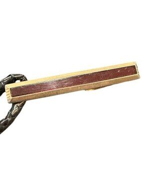 Vintage SWANK Tie Bar Clip Gold Tone Red Center 40s 50s Mens Accessories